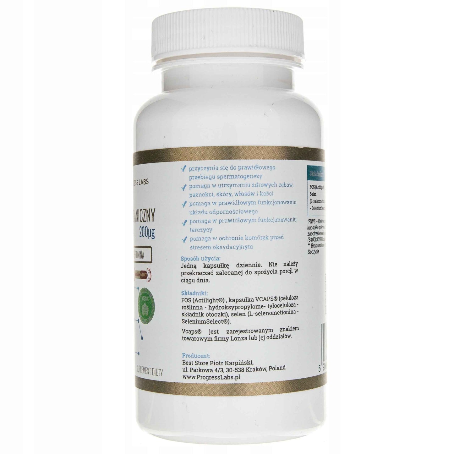 Selen Organiczny Progress Labs 120 kaps – wsparcie odporności i włosów