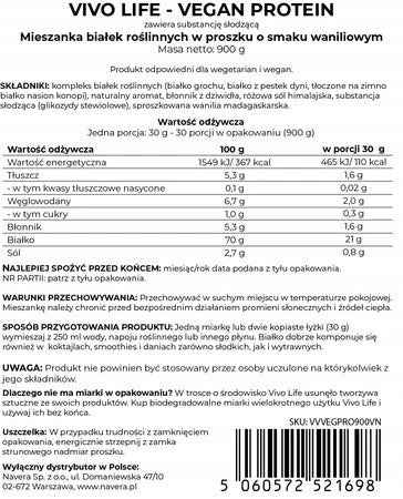 VIVO LIFE PROTEIN WANILIA 900 G