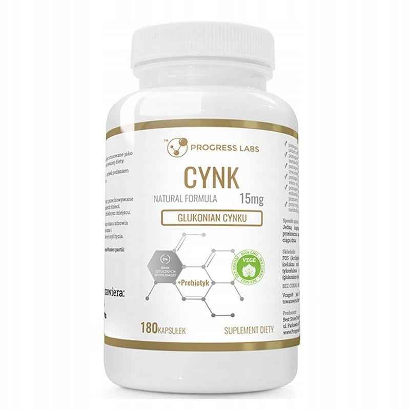 Cynk Glukonian Progress Labs 180 szt – wsparcie odporności i skóry
