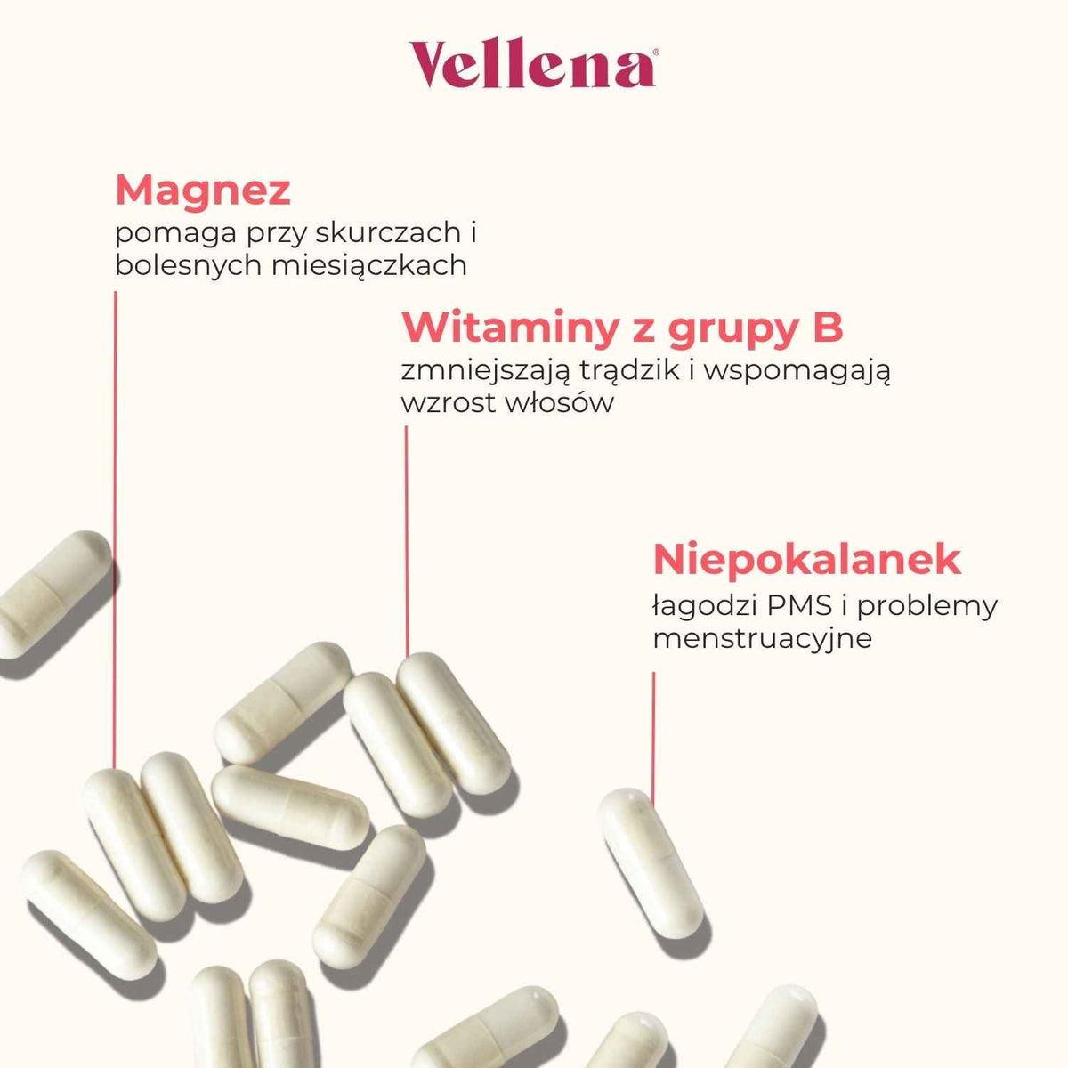 Vellena Kobiece zdrowie równowaga wsparcie PMS miesiączka trądzik 60 kaps