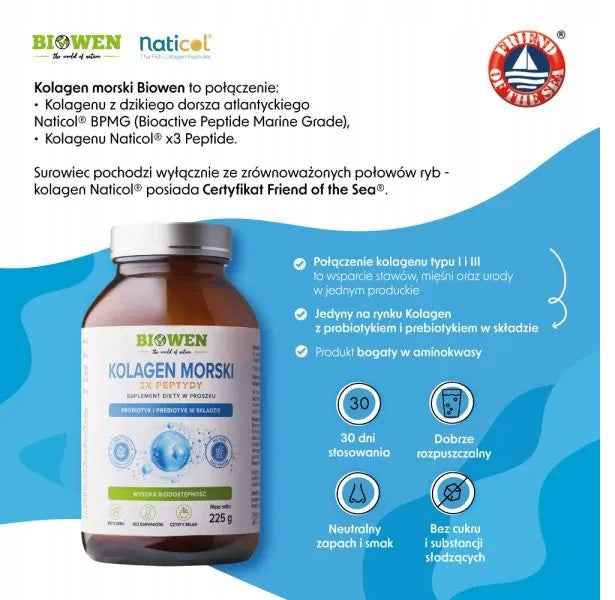 Biowen Kolagen Morski 3 X Peptydy 225g