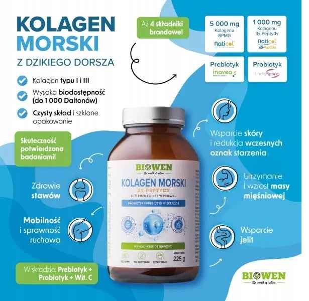 Biowen Kolagen Morski 3 X Peptydy 225g