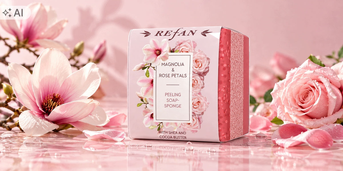 REFAN Gąbka-Mydło Magnolia Płatki Róży 75 g