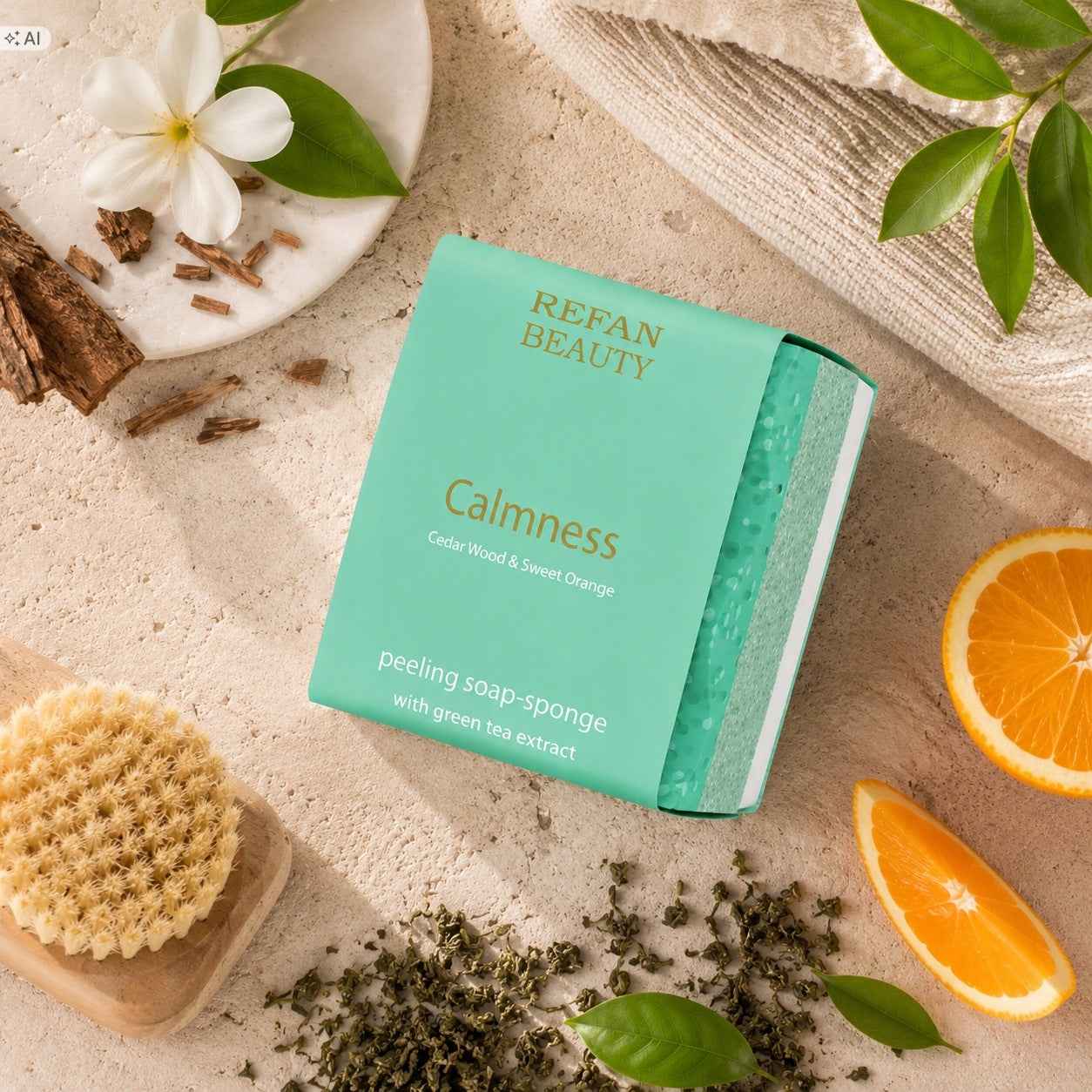 REFAN Gąbka-Mydło Calmness Cedr Pomarańcza  75 g