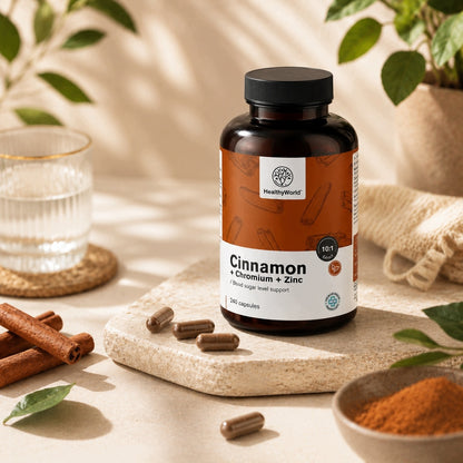 Healthy World Cynamon z chromem i cynkiem 240 kapsułek