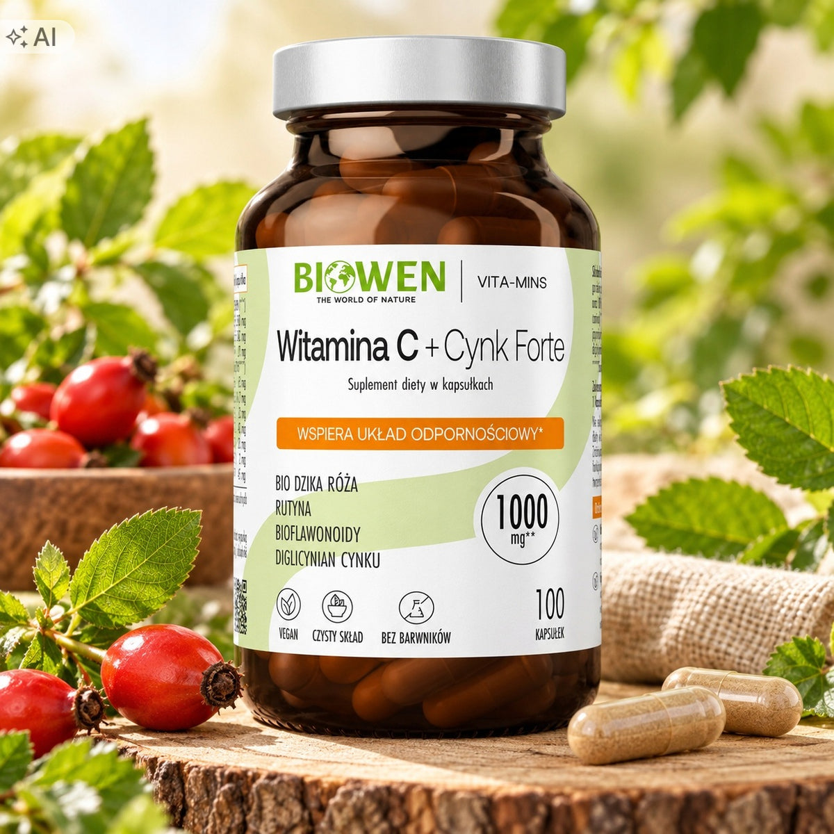 Biowen Witamina C + Cynk Forte 100 kapsułek
