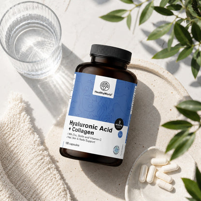 Healthy World Kwas hialuronowy + kolagen kompleks 180 kapsułek