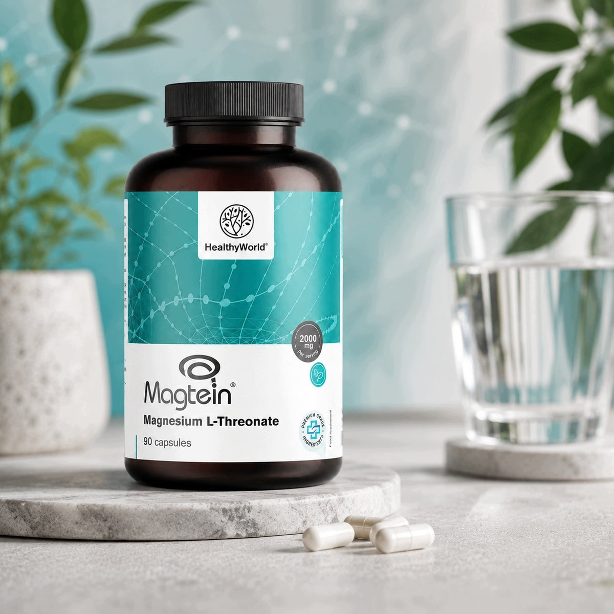 Healthy World L-treonian magnezu Magtein 90 kapsułek