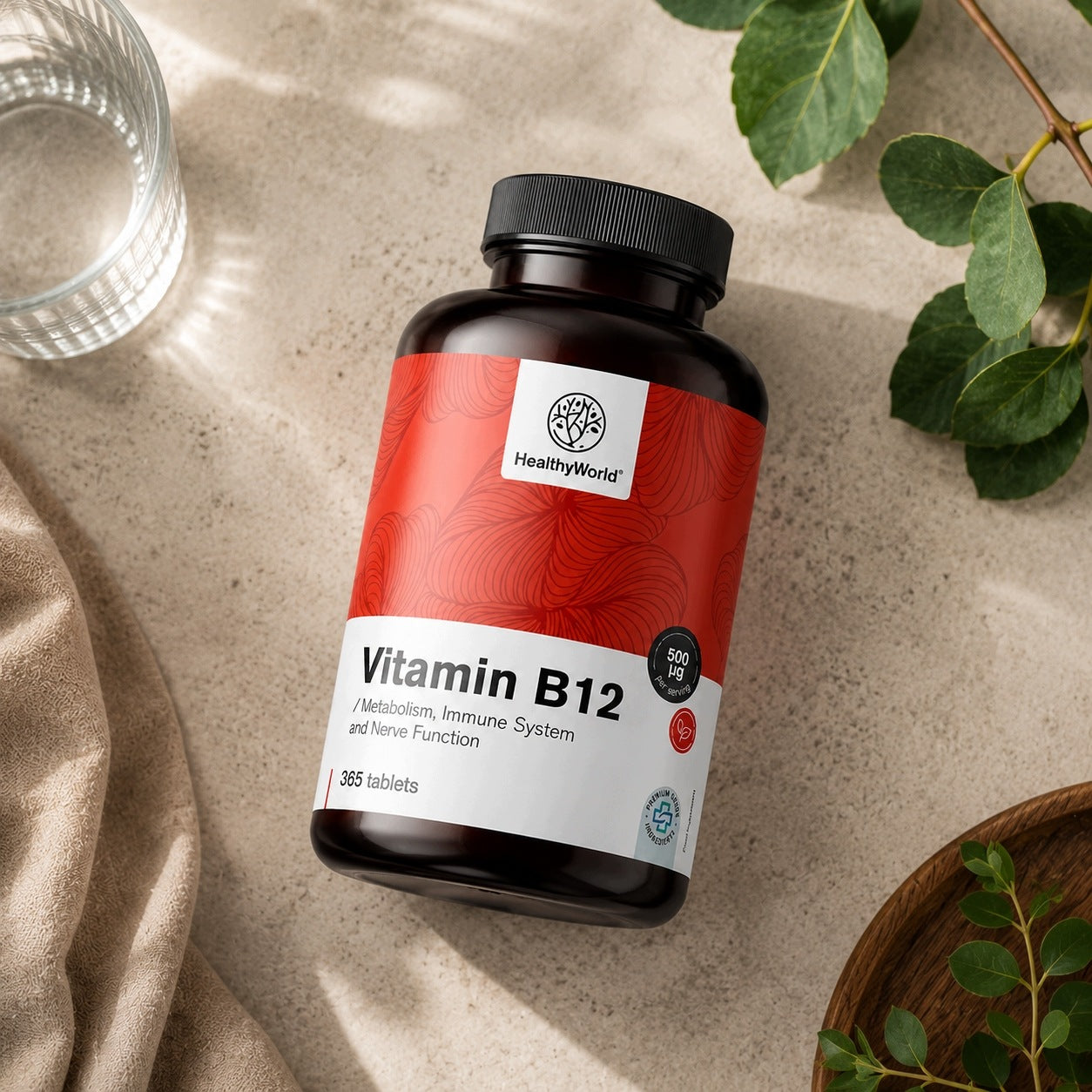 Healthy World Witamina B12 500 µg 365 tabletek