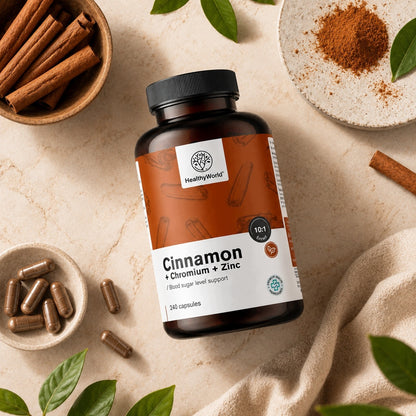 Healthy World Cynamon z chromem i cynkiem 240 kapsułek