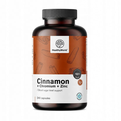 Healthy World Cynamon z chromem i cynkiem 240 kapsułek