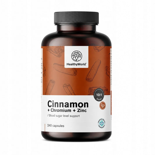 Healthy World Cynamon z chromem i cynkiem 240 kapsułek