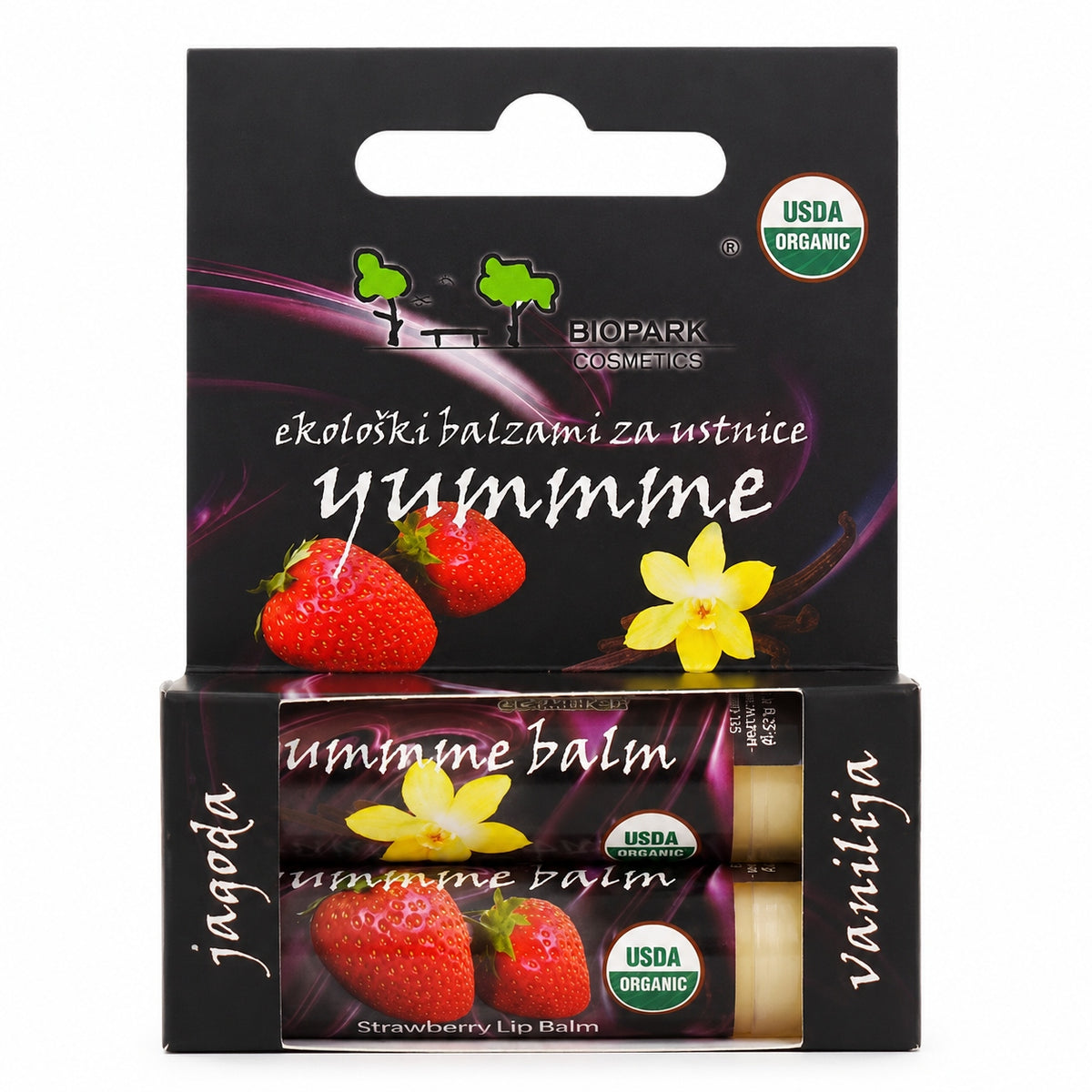 BioPark Cosmetics Balsamy do ust ZESTAW Truskawka + Wanilia  2 x 4,25g