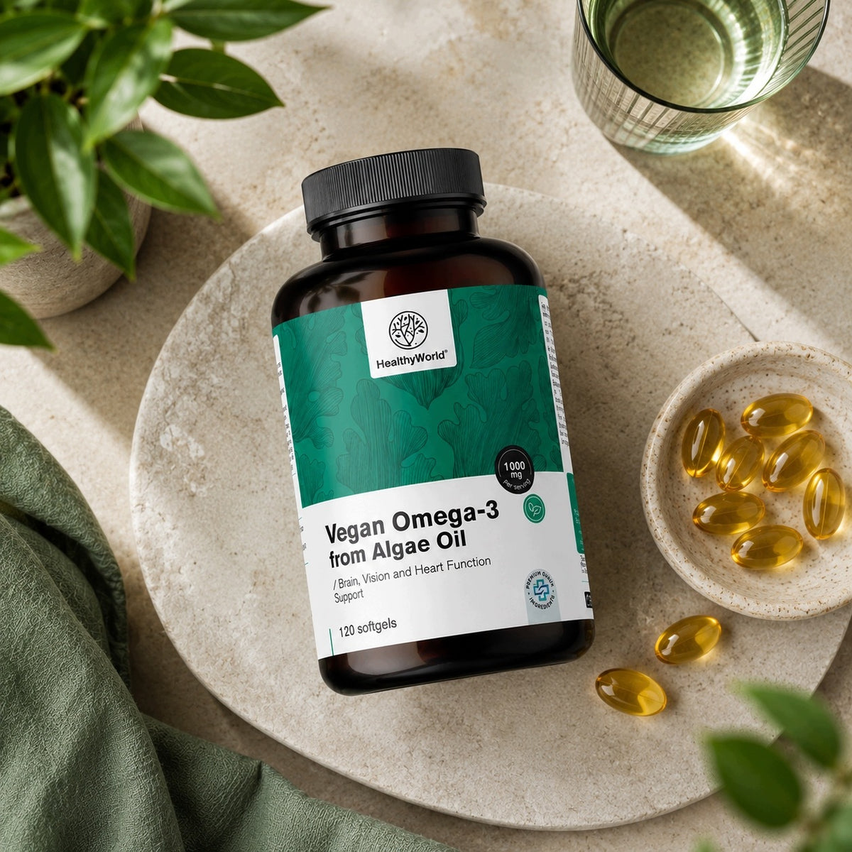 Healthy World Wegańskie Omega-3 1000 mg - z alg 120 kapsułek