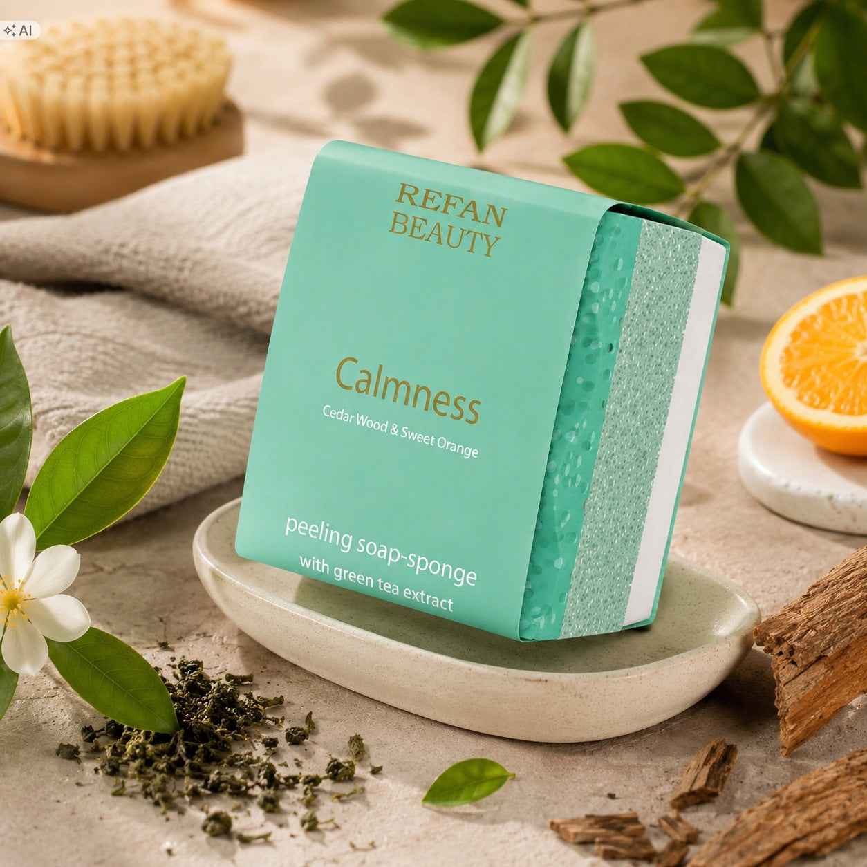 REFAN Gąbka-Mydło Calmness Cedr Pomarańcza  75 g