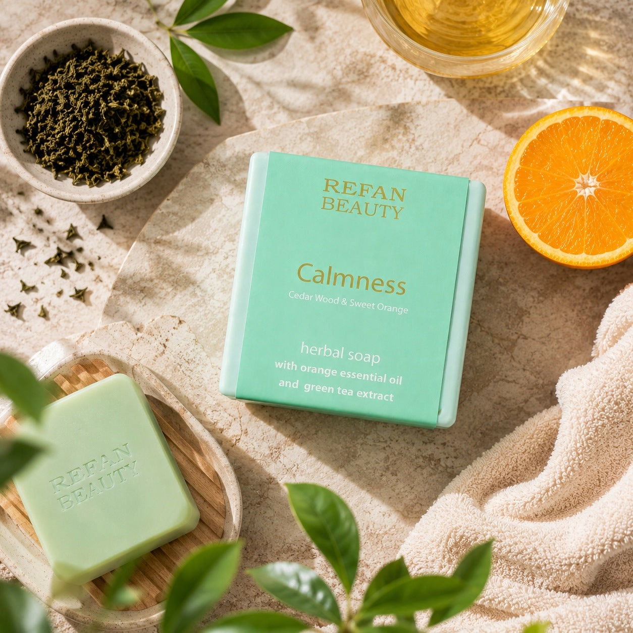REFAN Mydło w kostce Calmness Cedr Pomarańcza  120 g