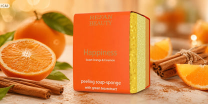 REFAN Gąbka-Mydło Happiness Pomarańcza Cynamon  75 g