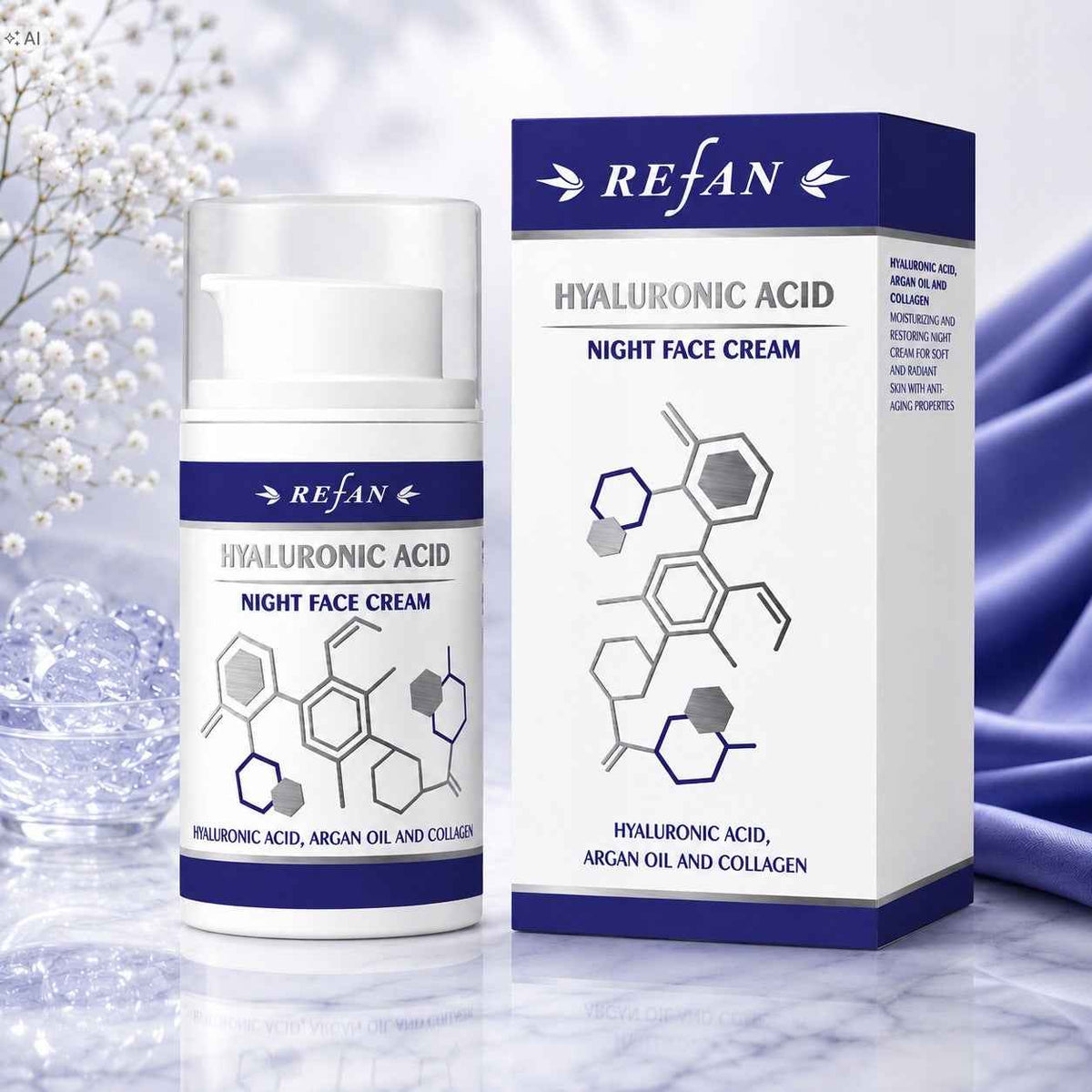 REFAN Krem do Twarzy na Noc HYALURONIC ACID 50 ml
