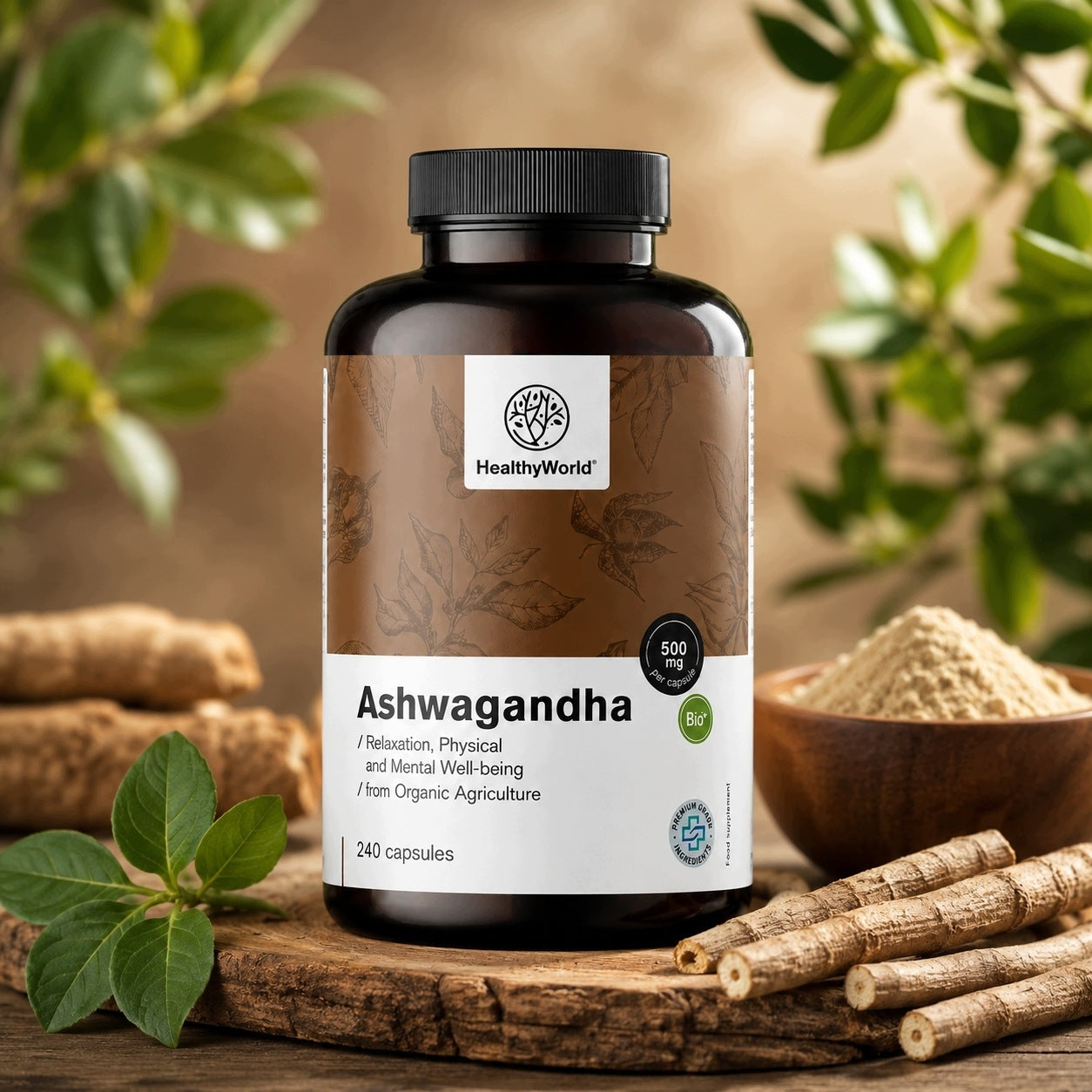 Healthy World Ashwagandha 500 mg  240 kapsułek