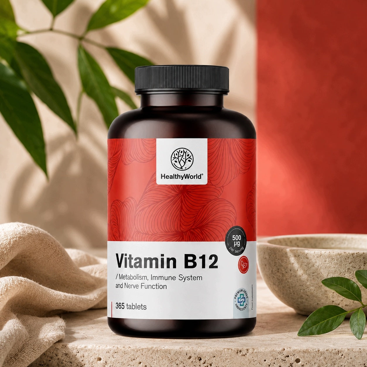 Healthy World Witamina B12 500 µg 365 tabletek