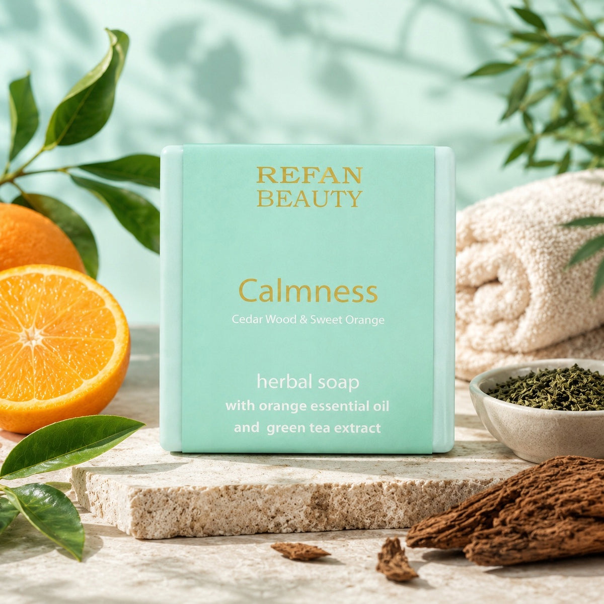 REFAN Mydło w kostce Calmness Cedr Pomarańcza  120 g