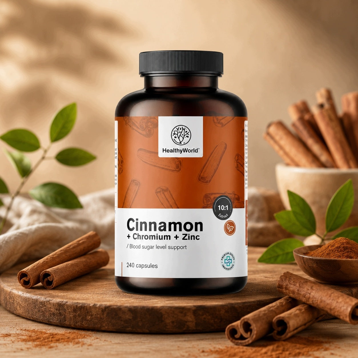 Healthy World Cynamon z chromem i cynkiem 240 kapsułek