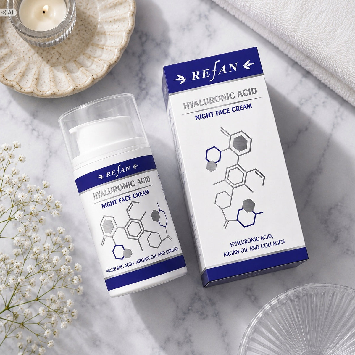 REFAN Krem do Twarzy na Noc HYALURONIC ACID 50 ml