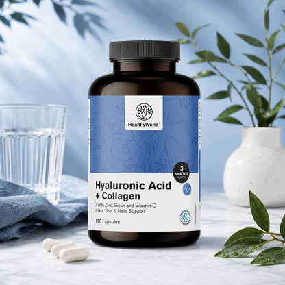 Healthy World Kwas hialuronowy + kolagen kompleks 180 kapsułek