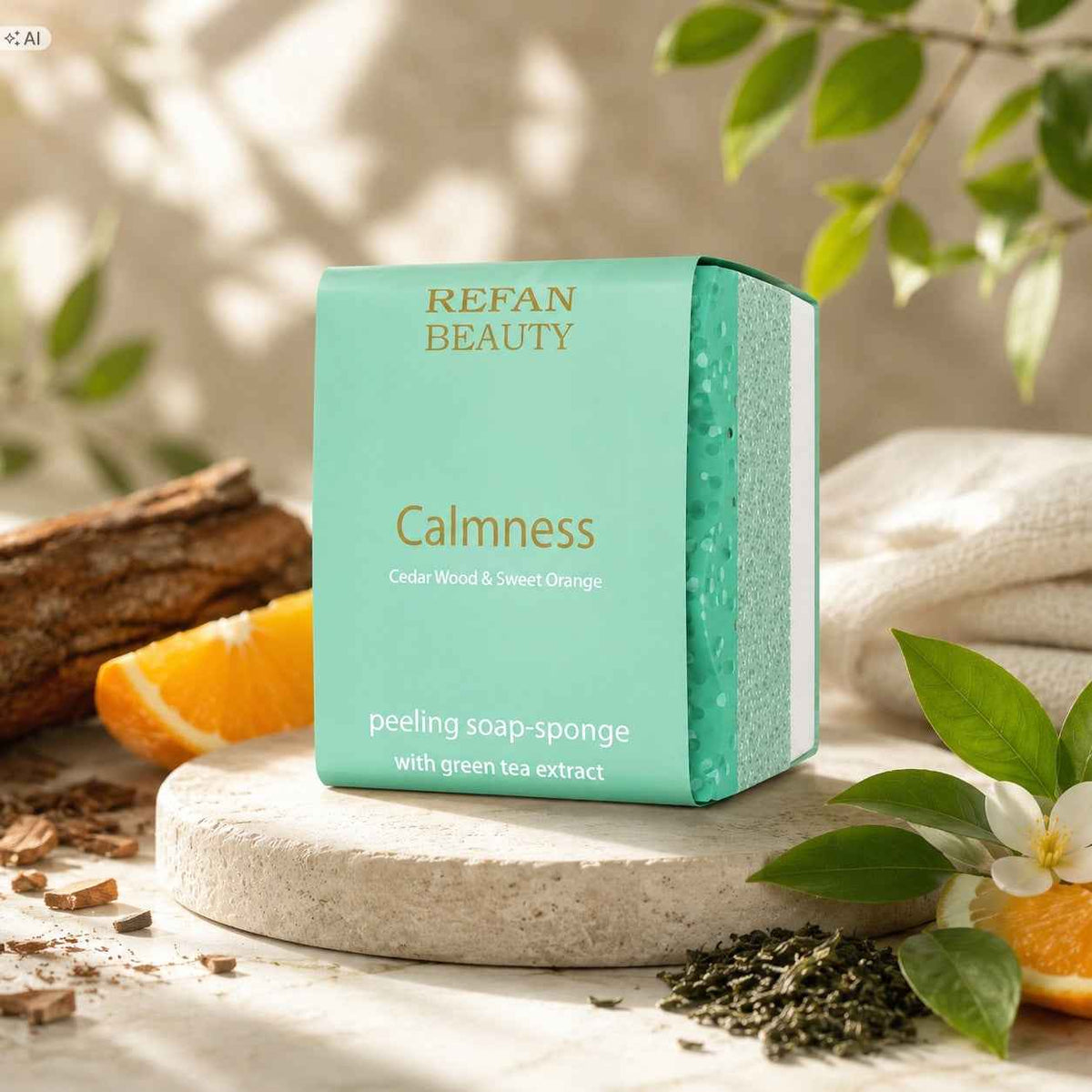 REFAN Gąbka-Mydło Calmness Cedr Pomarańcza  75 g