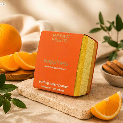 REFAN Gąbka-Mydło Happiness Pomarańcza Cynamon  75 g