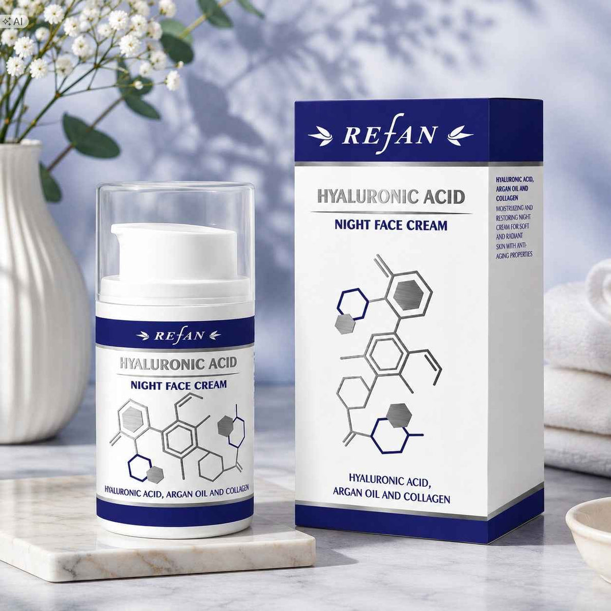 REFAN Krem do Twarzy na Noc HYALURONIC ACID 50 ml