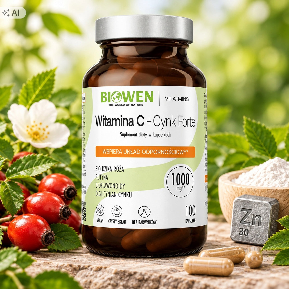 Biowen Witamina C + Cynk Forte 100 kapsułek