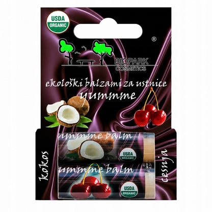 BioPark Cosmetics Balsamy do ust ZESTAW kokos i wiśnia 2 szt.  2 x 4,25g