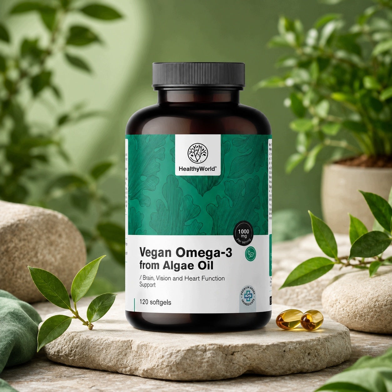Healthy World Wegańskie Omega-3 1000 mg - z alg 120 kapsułek