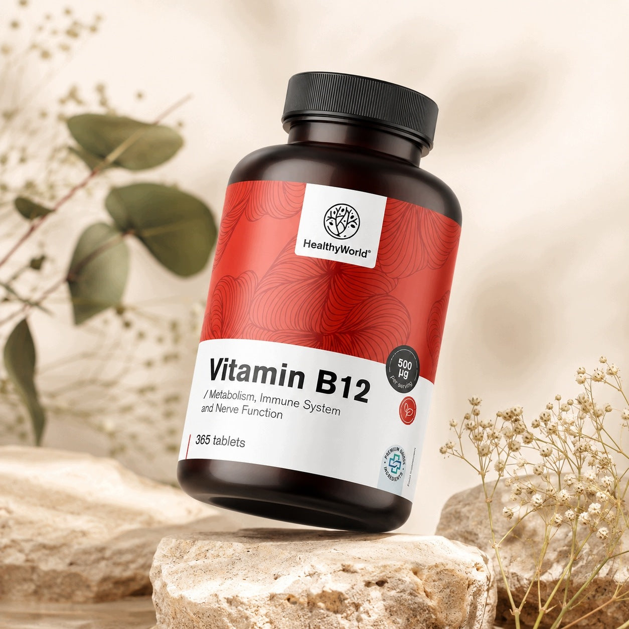 Healthy World Witamina B12 500 µg 365 tabletek