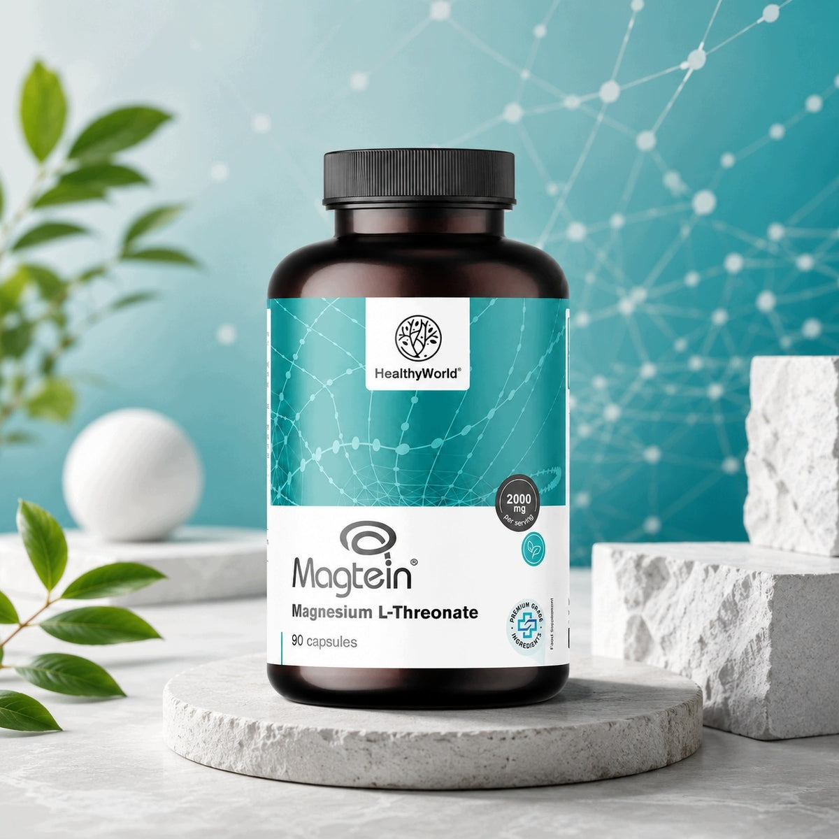 Healthy World L-treonian magnezu Magtein 90 kapsułek